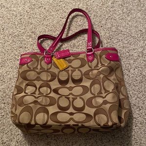 Tan and Pink Coach bag